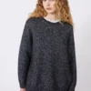 Pull oversize en mohair et lurex, gris foncé Pull oversize en mohair et lurex, gris foncé