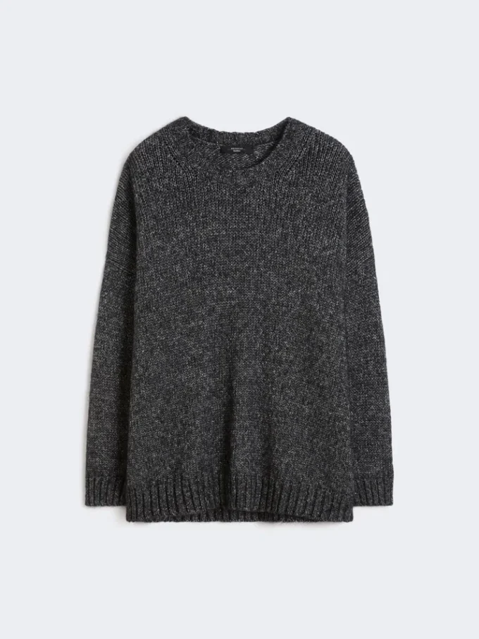 Pull oversize en mohair et lurex, gris foncé Pull oversize en mohair et lurex, gris foncé