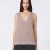 Pull sans manches à paillettes, rose antique