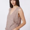 Pull sans manches à paillettes, rose antique