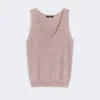 Pull sans manches à paillettes, rose antique