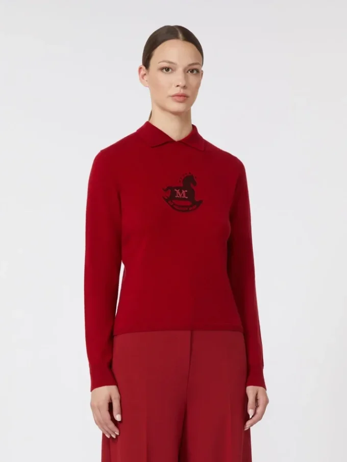 Pull slim en laine et cachemire, rouge foncé Pull slim en laine et cachemire, rouge foncé