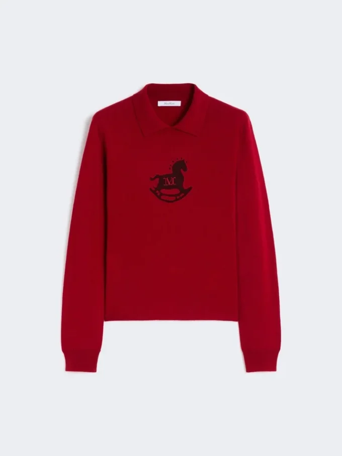 Pull slim en laine et cachemire, rouge foncé Pull slim en laine et cachemire, rouge foncé