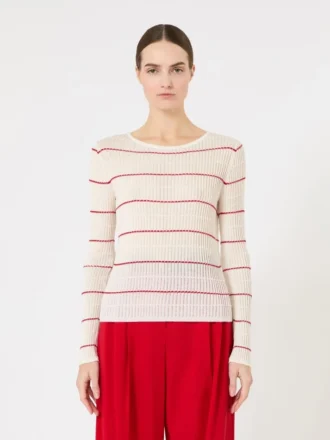 Pull slim en laine et soie, blanc