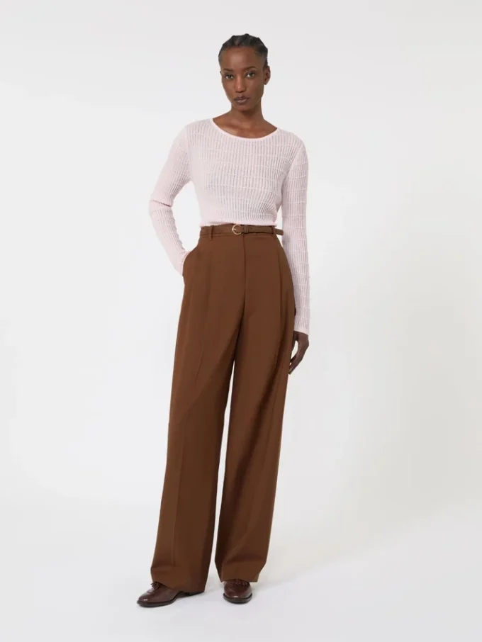 Pull slim-fit en laine et soie, rose Pull slim-fit en laine et soie, rose