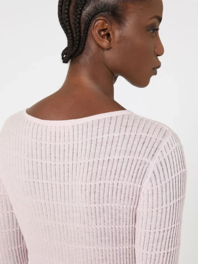 Pull slim-fit en laine et soie, rose Pull slim-fit en laine et soie, rose