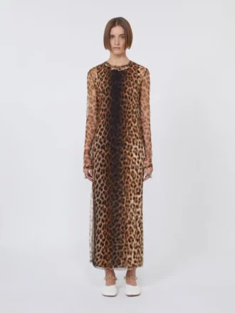 Robe ajustée en jersey de tulle, dégradé de beige