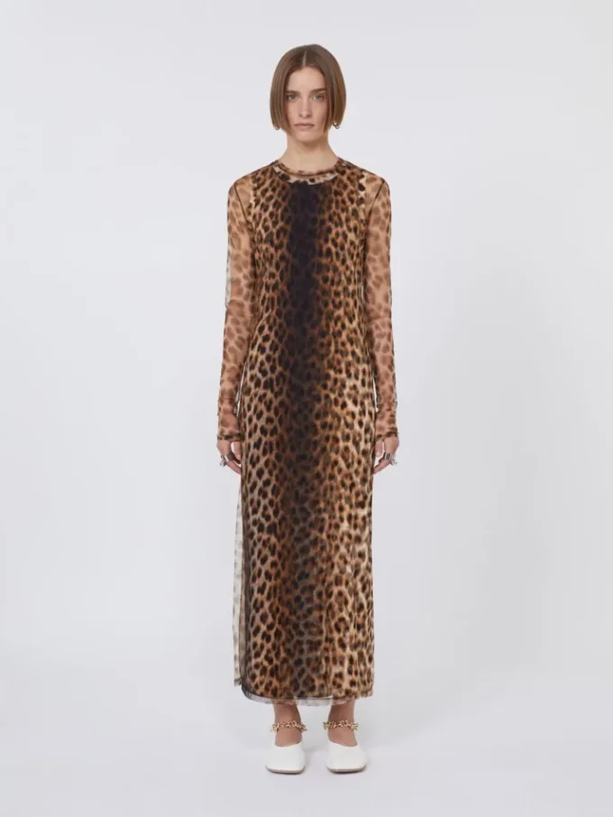 Robe ajustée en jersey de tulle, dégradé de beige Robe ajustée en jersey de tulle, dégradé de beige