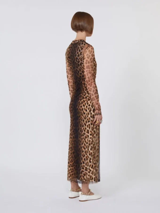 Robe ajustée en jersey de tulle, dégradé de beige Robe ajustée en jersey de tulle, dégradé de beige