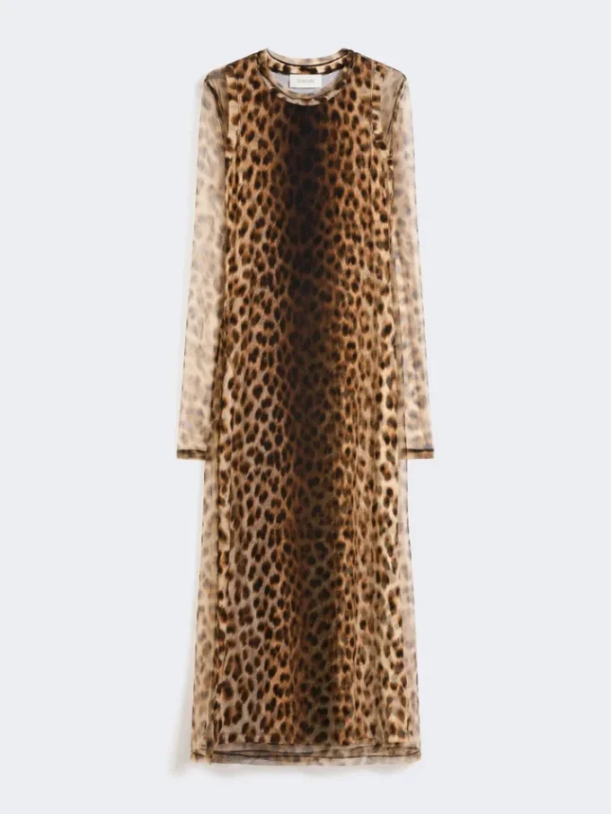 Robe ajustée en jersey de tulle, dégradé de beige Robe ajustée en jersey de tulle, dégradé de beige
