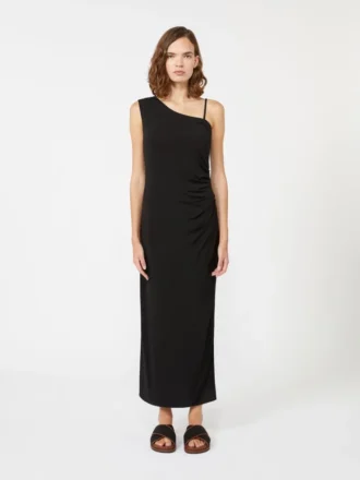 Robe asymétrique en jersey, noire