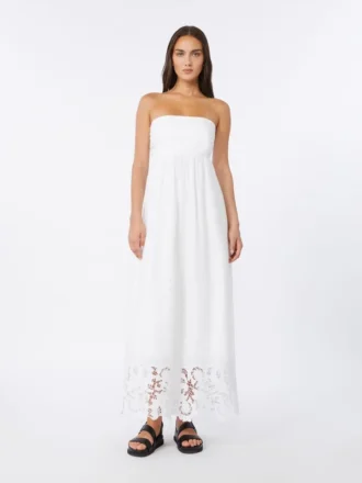 Robe bustier en toile de lin, blanche
