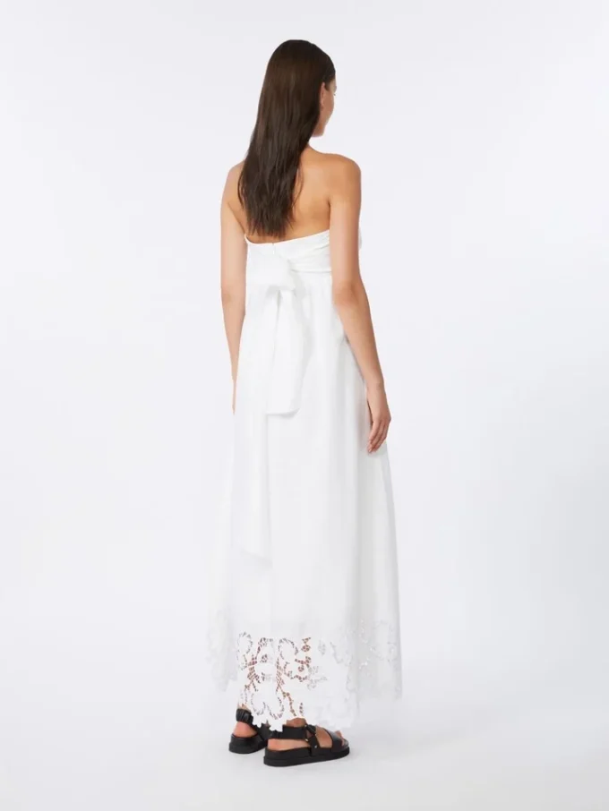 Robe bustier en toile de lin, blanche Robe bustier en toile de lin, blanche