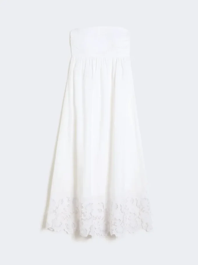 Robe bustier en toile de lin, blanche Robe bustier en toile de lin, blanche