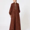 Robe caftan en coton imprimé, couleur caramel Robe caftan en coton imprimé, couleur caramel