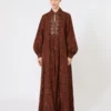 Robe caftan en coton imprimé, couleur caramel Robe caftan en coton imprimé, couleur caramel