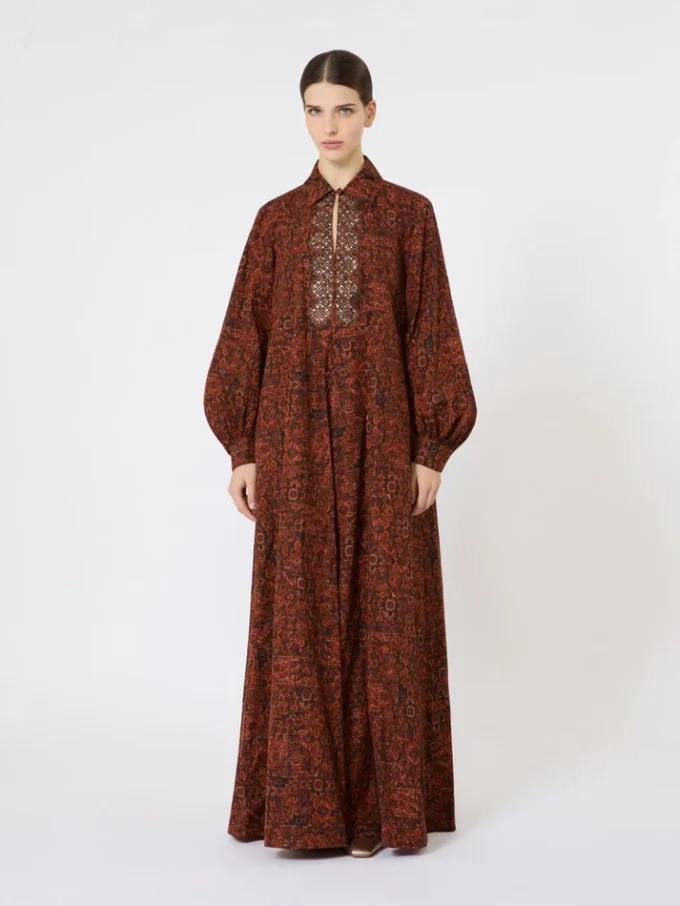 Robe caftan en coton imprimé, couleur caramel Robe caftan en coton imprimé, couleur caramel