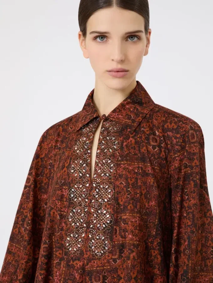 Robe caftan en coton imprimé, couleur caramel Robe caftan en coton imprimé, couleur caramel