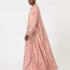 Robe caftan en sergé imprimé, corail Robe caftan en sergé imprimé, corail