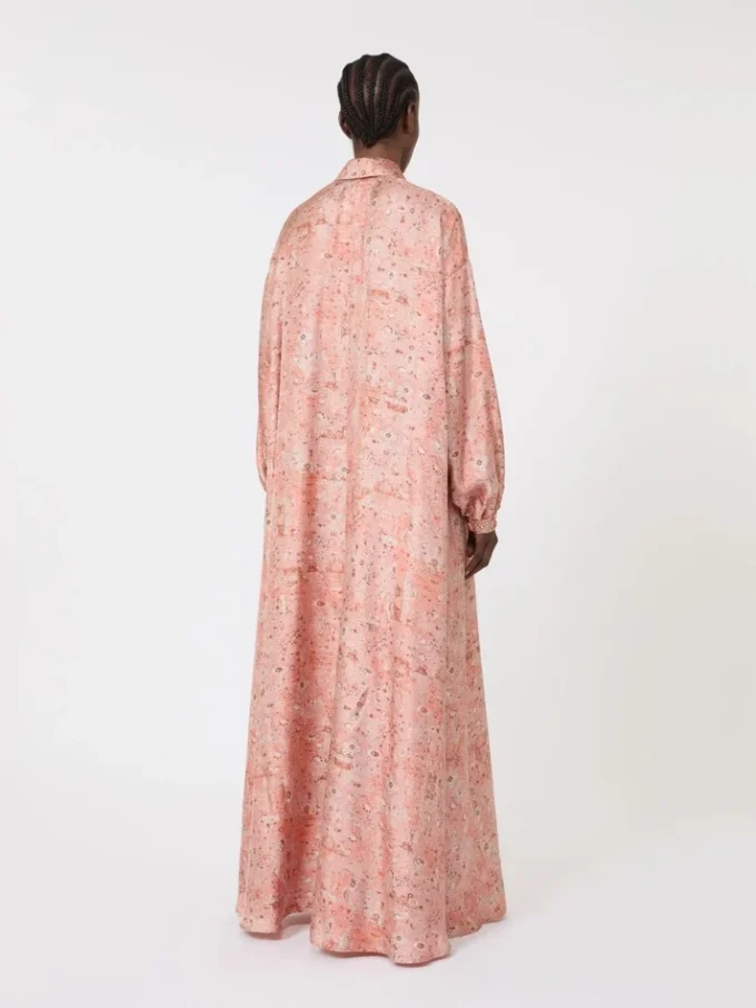 Robe caftan en sergé imprimé, corail Robe caftan en sergé imprimé, corail