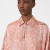 Robe caftan en sergé imprimé, corail Robe caftan en sergé imprimé, corail