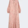 Robe caftan en sergé imprimé, corail Robe caftan en sergé imprimé, corail