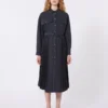 Robe chemise en denim et satin, noire Robe chemise en denim et satin, noire