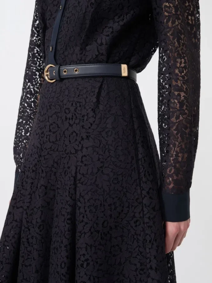 Robe chemise en dentelle, bleu marine