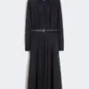 Robe chemise en dentelle, bleu marine