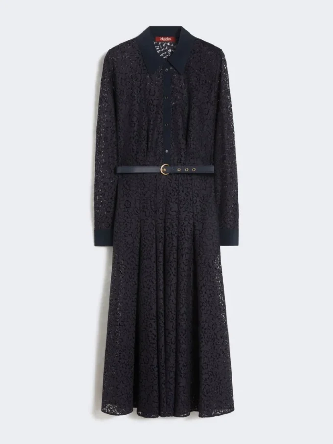 Robe chemise en dentelle, bleu marine
