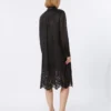 Robe chemise en gaze de ramie brodée, noire
