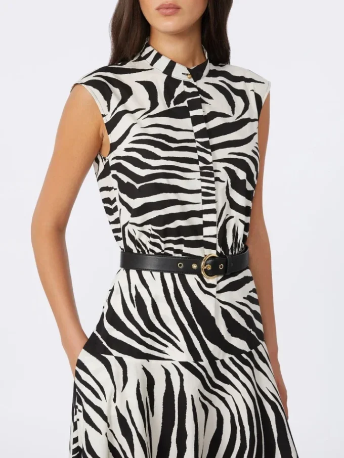 Robe chemise en popeline imprimée, noire Robe chemise en popeline imprimée, noire