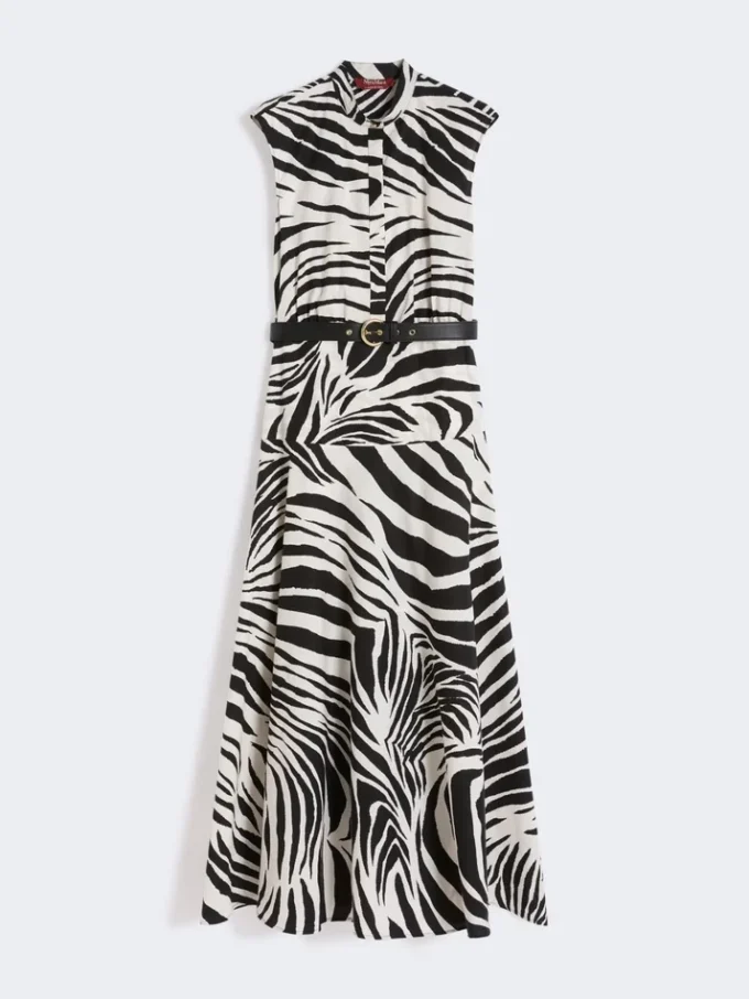 Robe chemise en popeline imprimée, noire Robe chemise en popeline imprimée, noire