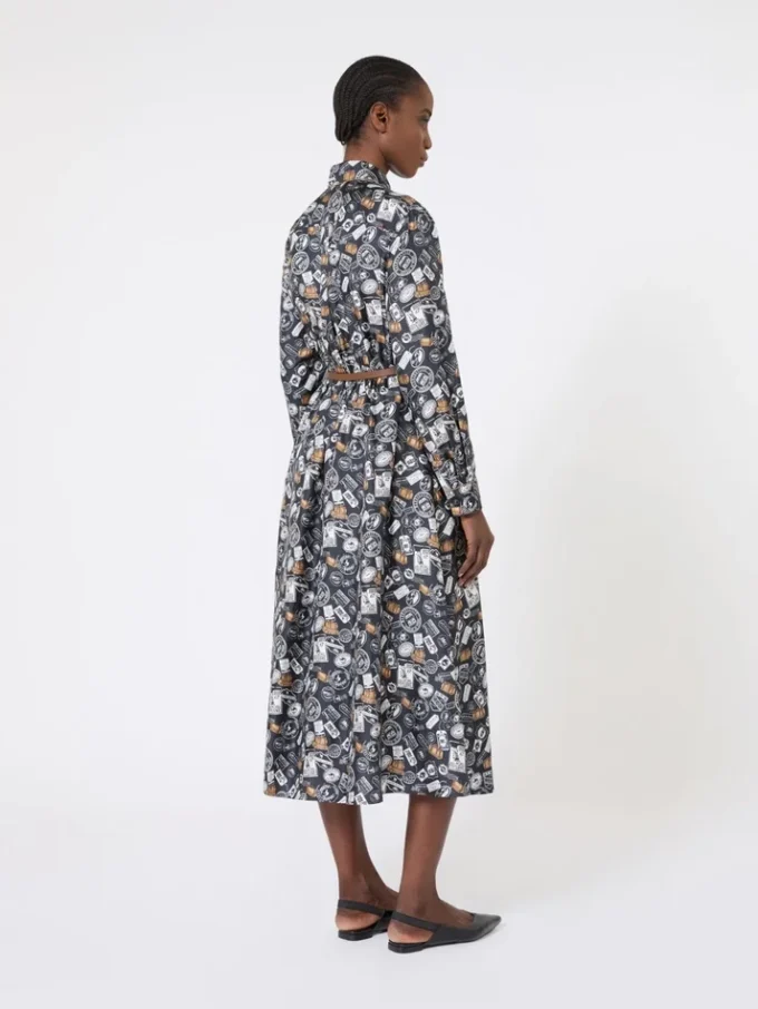 Robe chemise en soie imprimée, bleu outremer Robe chemise en soie imprimée, bleu outremer