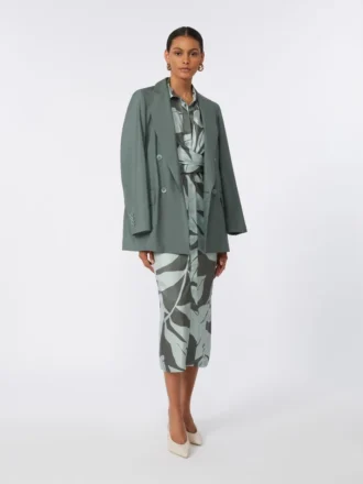 Robe chemise en soie imprimée, verte