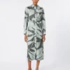 Robe chemise en soie imprimée, verte Robe chemise en soie imprimée, verte