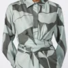 Robe chemise en soie imprimée, verte Robe chemise en soie imprimée, verte