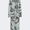 Robe chemise en soie imprimée, verte Robe chemise en soie imprimée, verte