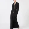 Robe chemise en soie stretch, noire Robe chemise en soie stretch, noire