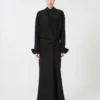 Robe chemise en soie stretch, noire Robe chemise en soie stretch, noire