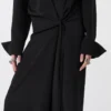 Robe chemise en soie stretch, noire Robe chemise en soie stretch, noire