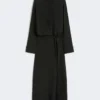 Robe chemise en soie stretch, noire Robe chemise en soie stretch, noire