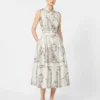 Robe chemise imprimée en mikado, ivoire Robe chemise imprimée en mikado, ivoire