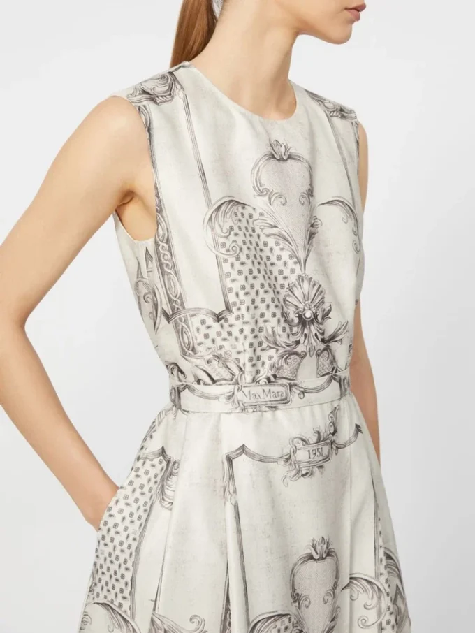 Robe chemise imprimée en mikado, ivoire Robe chemise imprimée en mikado, ivoire