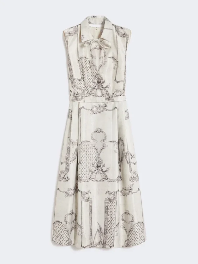 Robe chemise imprimée en mikado, ivoire Robe chemise imprimée en mikado, ivoire