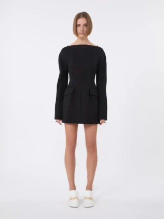 Robe courte ajustée en cady, noire