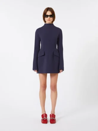 Robe courte ajustée en gabardine, bleu nuit