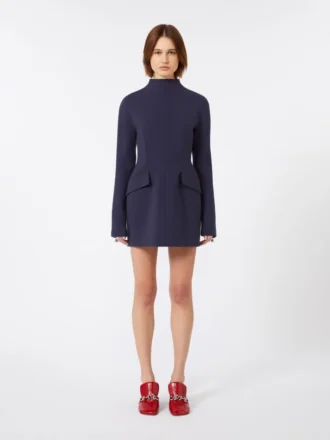 Robe courte ajustée en gabardine, bleu nuit