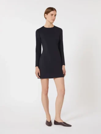 Robe courte en jersey scuba, bleu outremer
