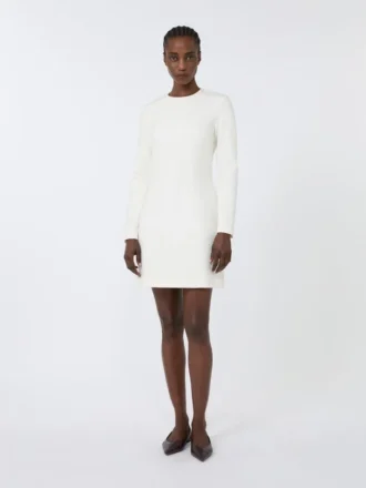 Robe courte en jersey scuba, ivoire